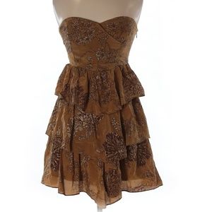 Anthropologie 2 Moulinette Soeurs Gold Silk Dress